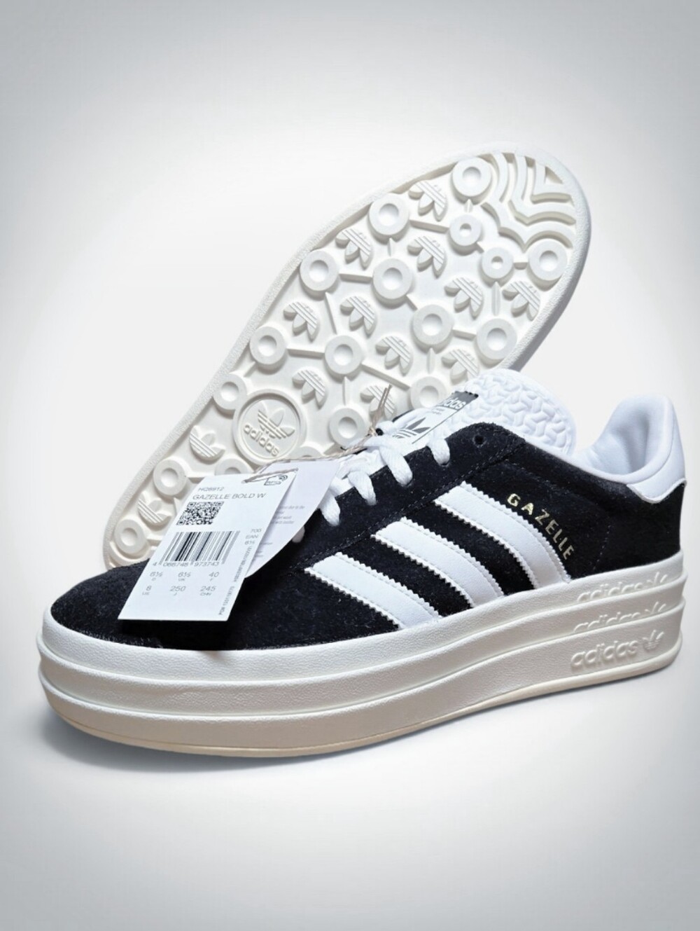 NEW Adidas Women's Sz 8 Gazelle Bold Black Casual Shoes Sneaker Triple Stacked